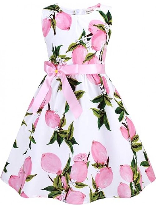  E8  Kid Floral Cotton Girls Dresses Summer Girl C...