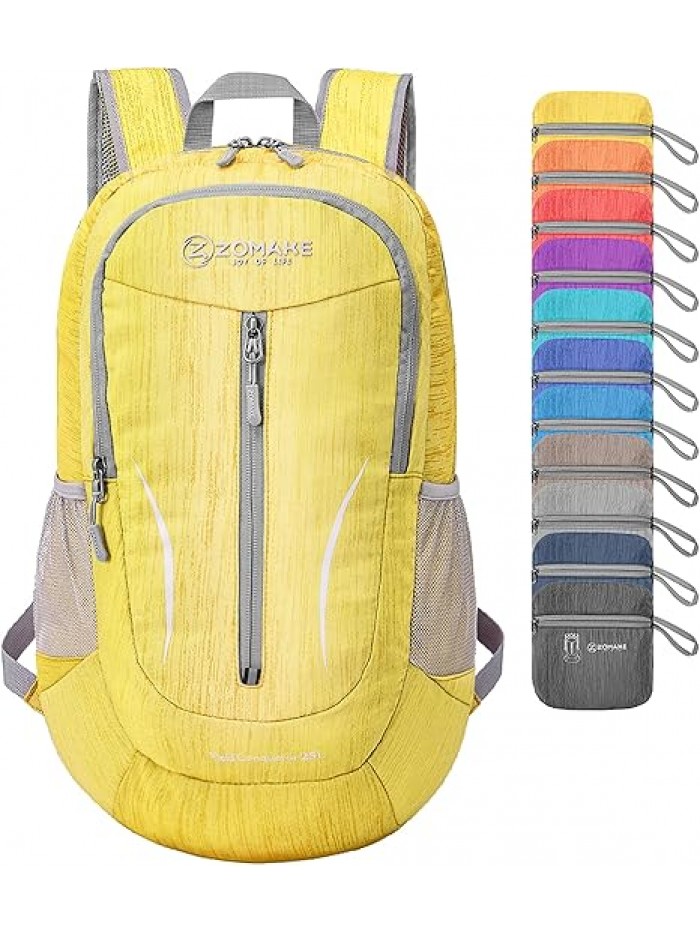 25L Ultra Lightweight Packable Backpack - Foldable Hiking Backpacks Water Resistant Small Folding Daypack for Travel(Yellow)