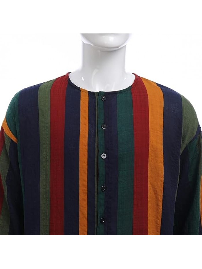 Mens Muslim Thobe Long Sleeve Stripe Long Gown Middle East Islam Arabic Thobe Shirt Dresses