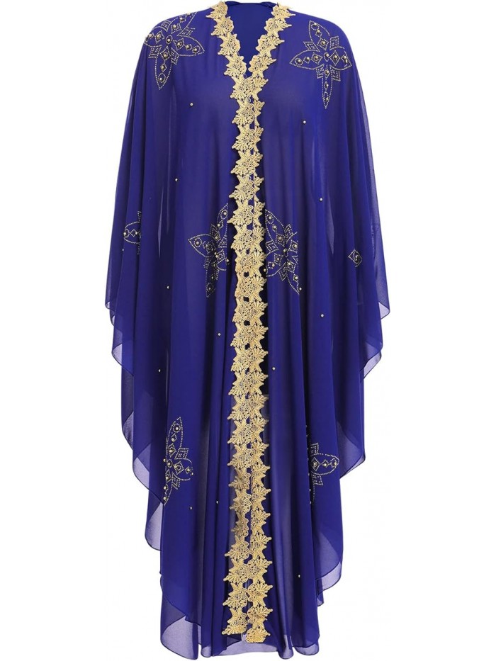 Women Muslim Dress Abayas Loose Maxi Caftan Dress Gown Hooded Beaded Kaftan Islamic Robe Dubai Outfit