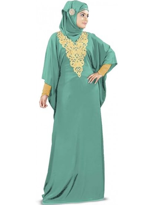 Womens Kaftan Gold Embroidered Fancy Abaya Evening...
