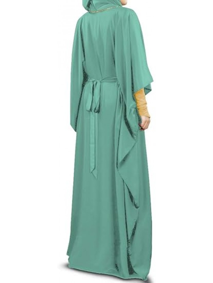 Womens Kaftan Gold Embroidered Fancy Abaya Evening Gown Muslim Maxi Dress KF-003